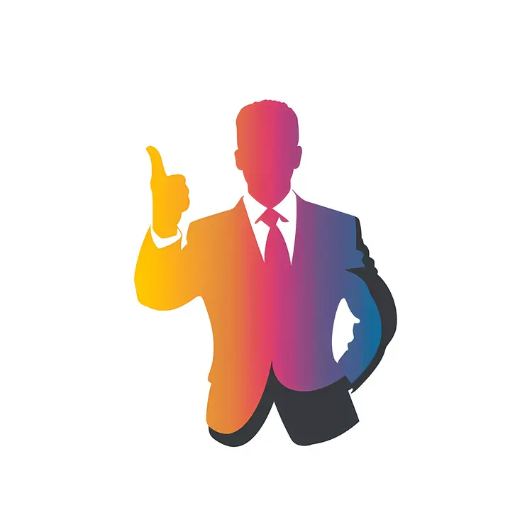 Gradient Thumbs Up Businessman Silhouette