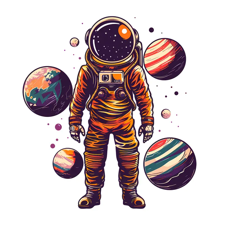 Astronaut with Planets