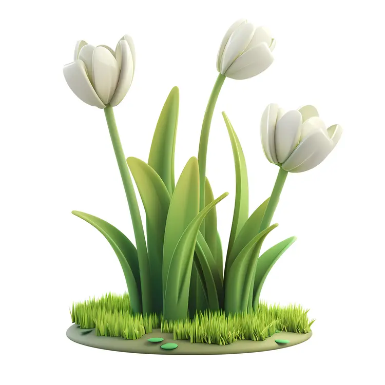 Elegant White Tulips in a Garden