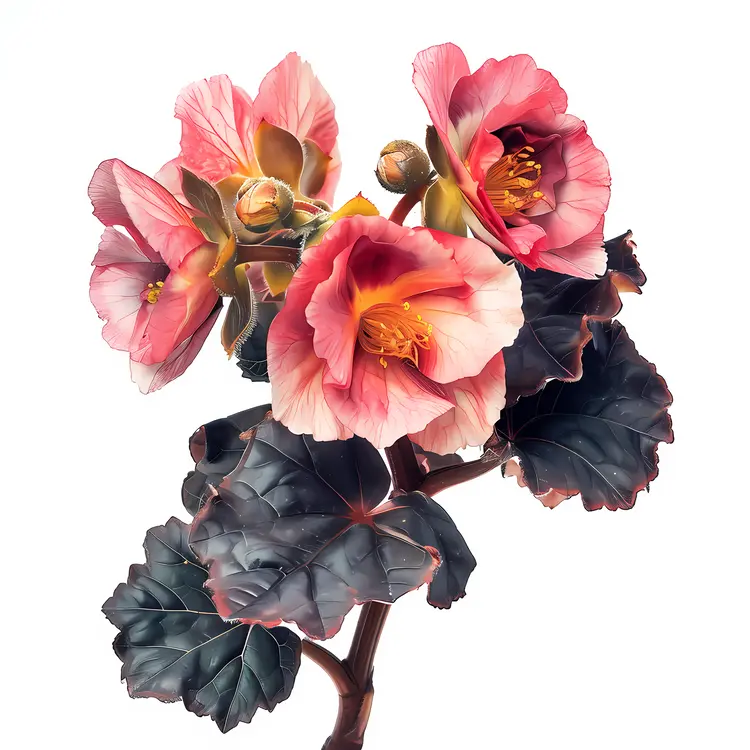 Pink and Yellow Begonia Flowers in Bloom