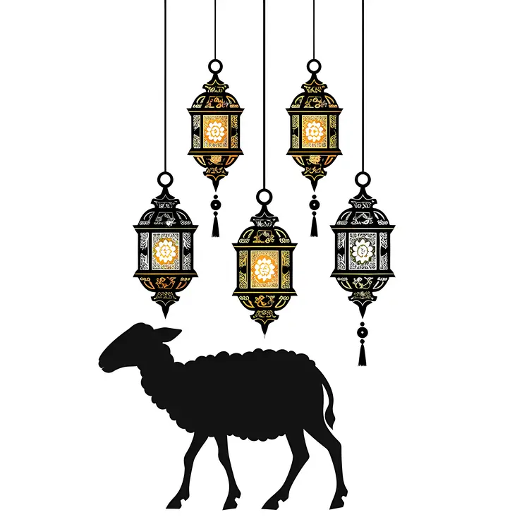Eid Lanterns with Sheep Silhouette