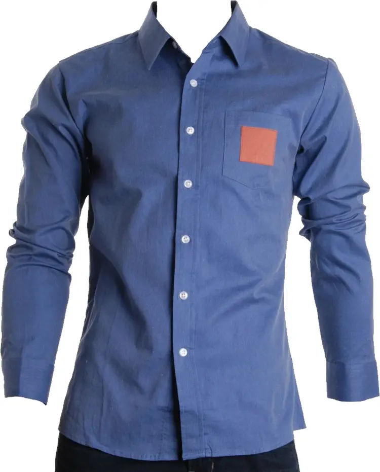 Dark Blue Casual Button-up Shirt
