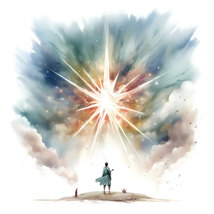 Person Standing with Exploding Star Illustration