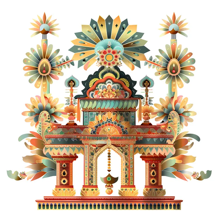 Colorful Ornate Temple Illustration