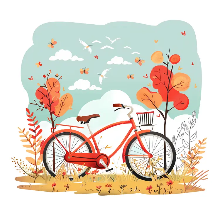 Bicycle in Autumn Scenery