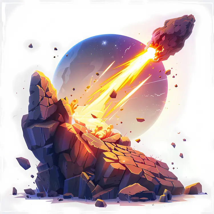 Meteor Impact on Rocky Surface