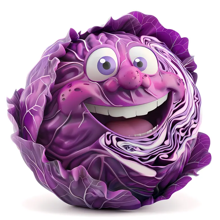 Cheerful Cartoon Cabbage