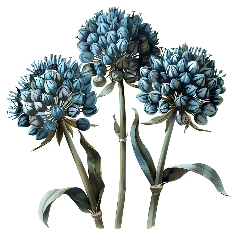 Blue Allium Flowers in Bloom