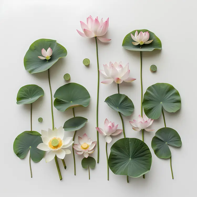 Beautiful Lotus Flowers and Leaves Arrangement