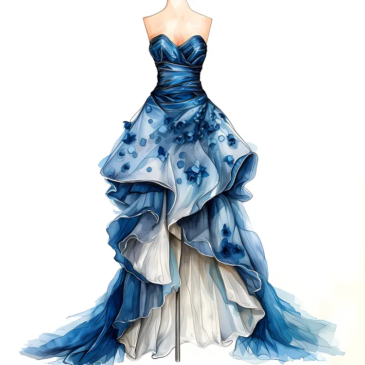 Elegant Layered Blue Dress