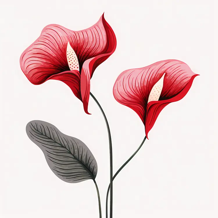 Beautiful Red Flowers with Green Leaves