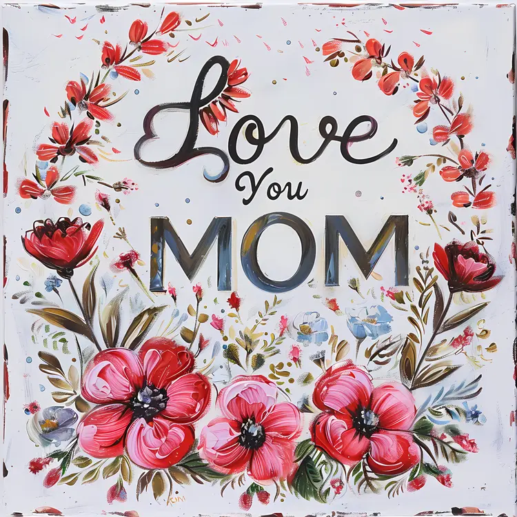 Love You Mom Floral Greeting Card