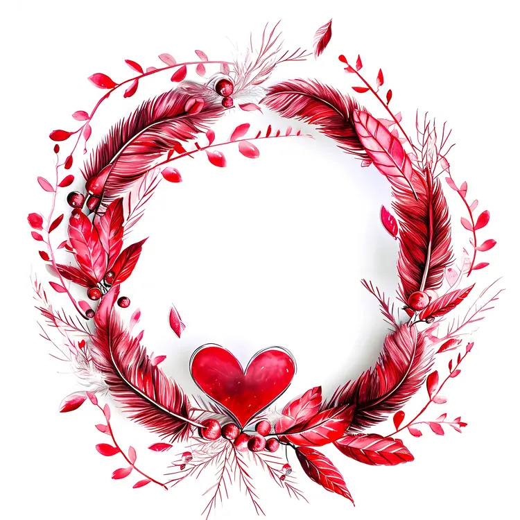 Heart and Feather Wreath for Valentine's Day