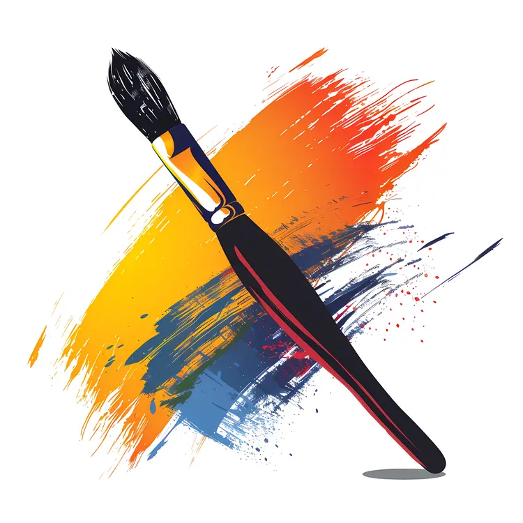 Paintbrush with Colorful Strokes