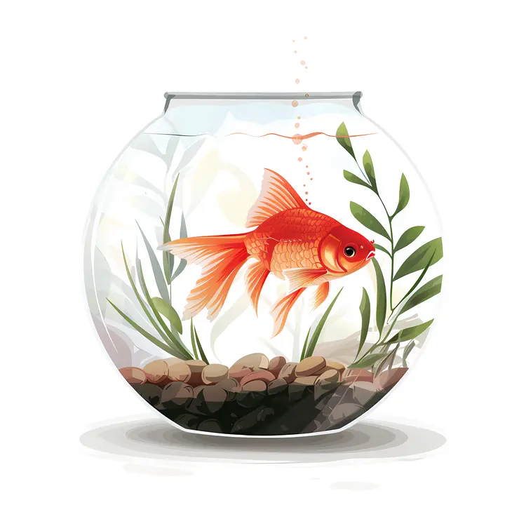 Single Goldfish in a Round Aquarium