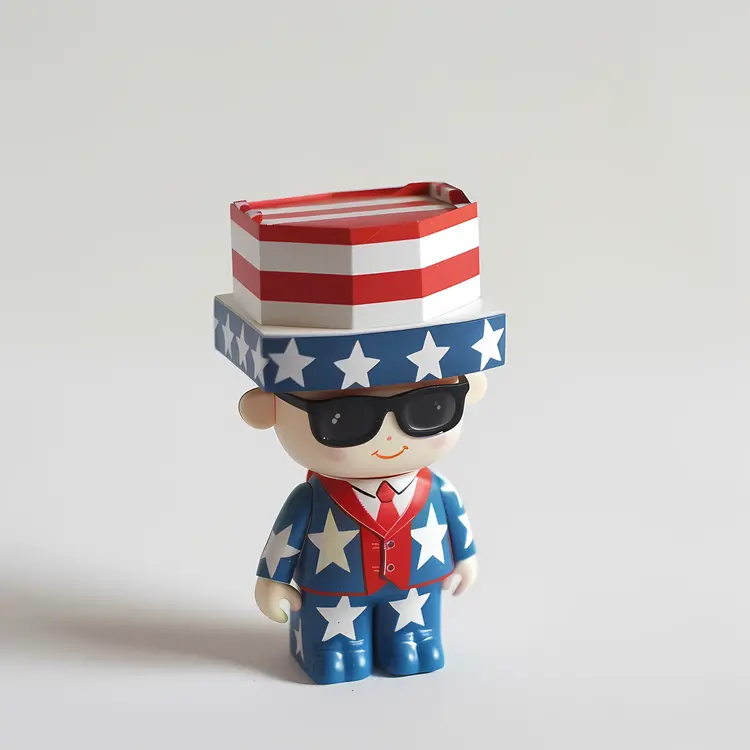 Patriotic Figure with Stars and Stripes