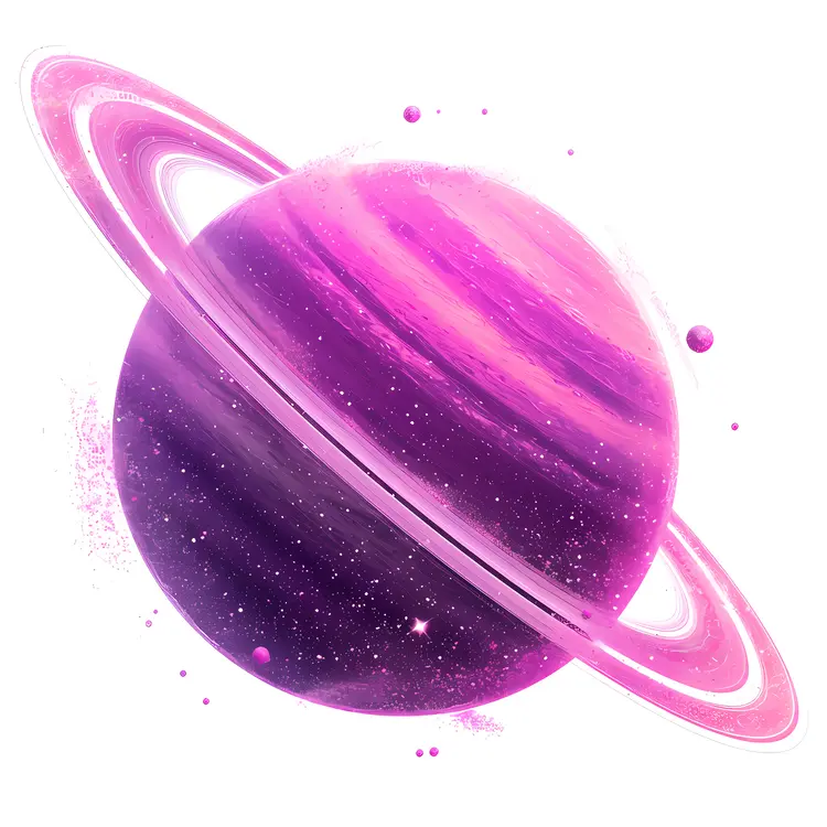 Purple Planet with Rings in Space