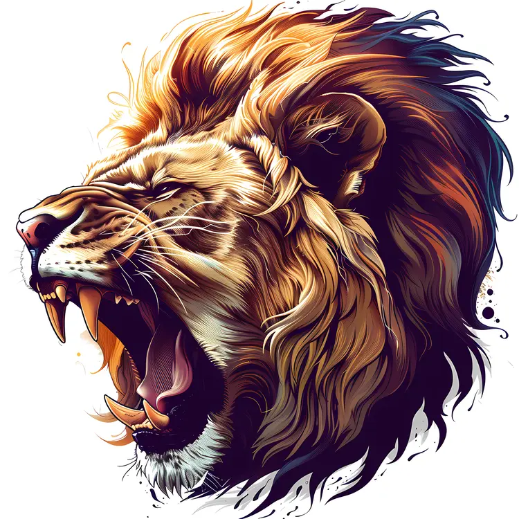 Roaring Lion with Mane