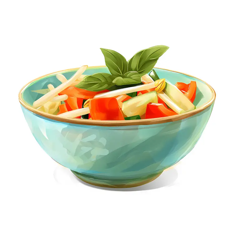 Fresh Vegetable Salad in Blue Bowl