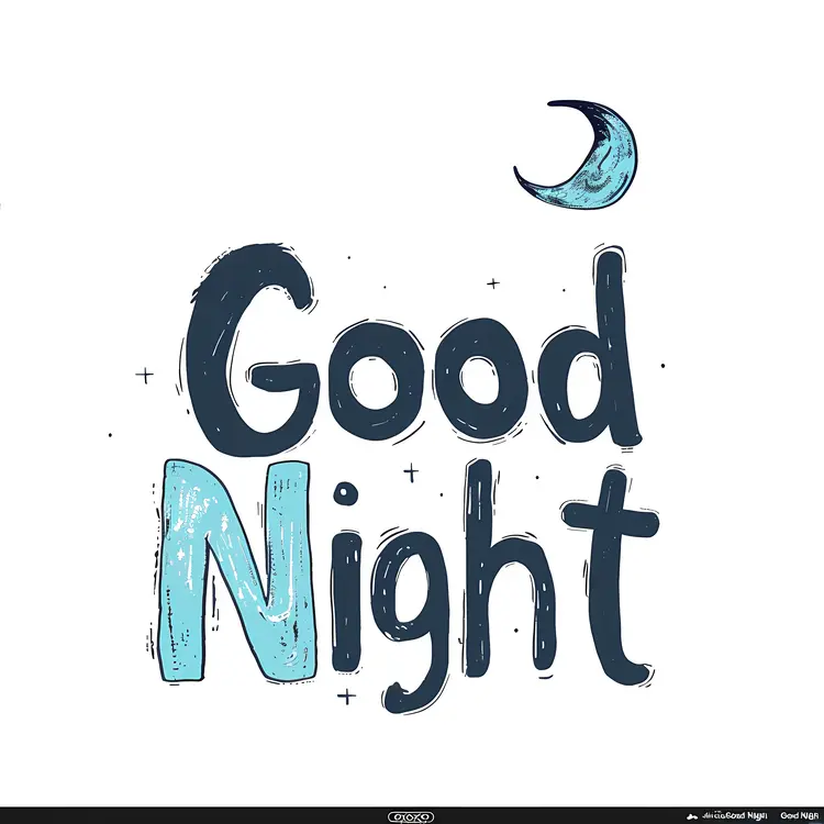 Good Night Text with Moon