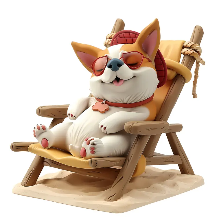 Cute Dog with Sunglasses on a Beach Chair