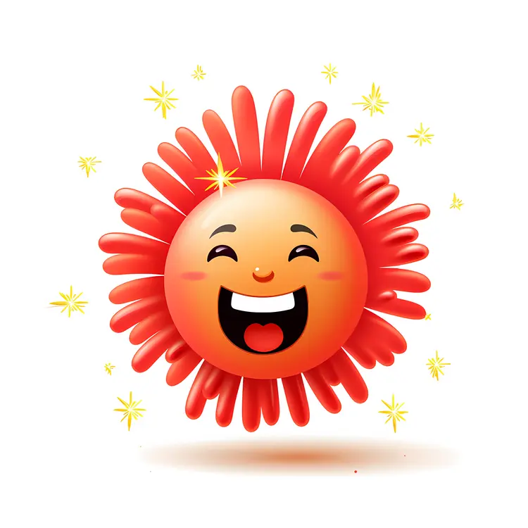 Happy Red Sun Cartoon Illustration