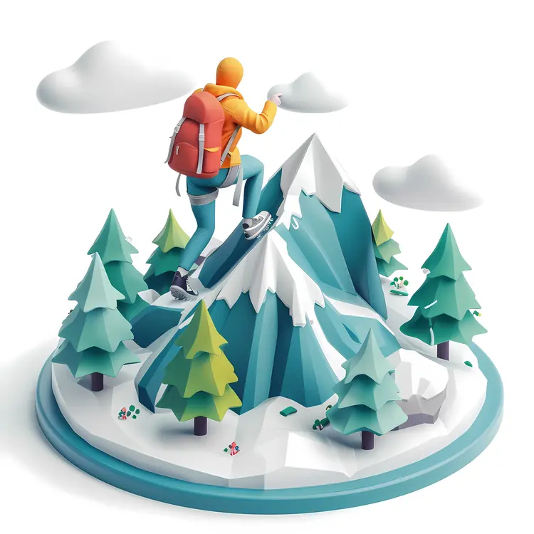 Mountain Climber in Snowy Landscape