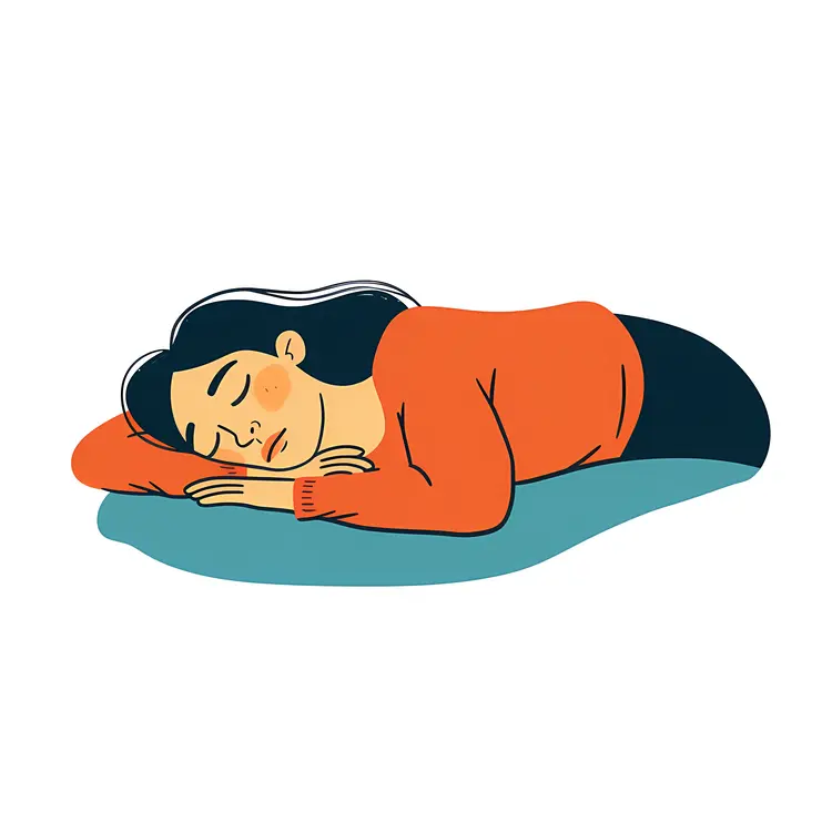 Woman in Orange Sweater Sleeping