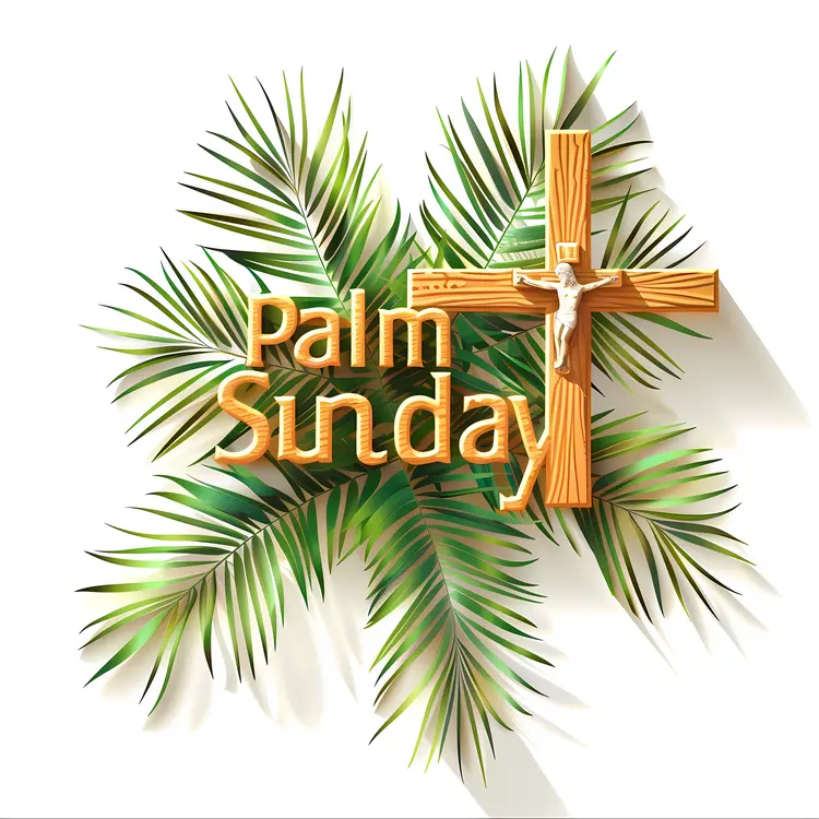Palm Sunday Cross with Green Palm Leaves