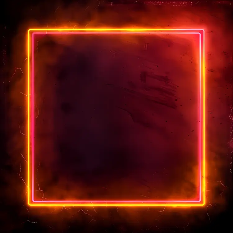 Neon Square Frame with Red and Orange Glow