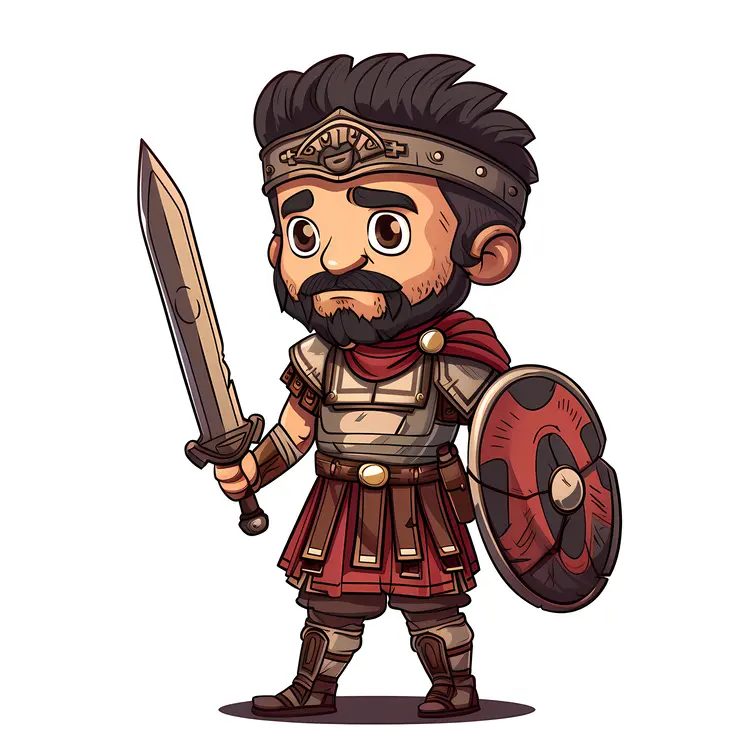 Bearded Roman Soldier with Sword and Shield