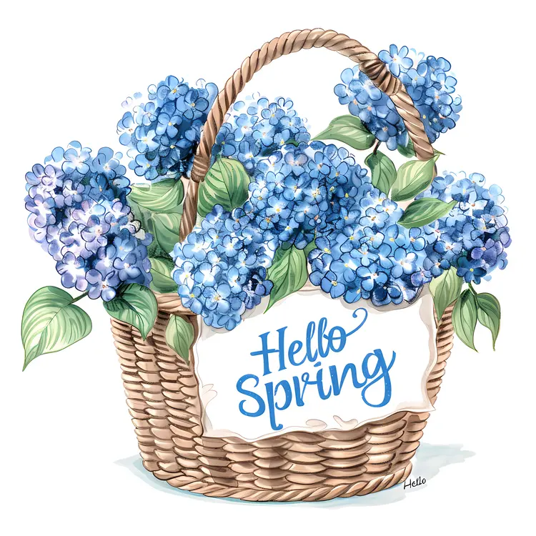 Hello Spring with Blue Hydrangeas