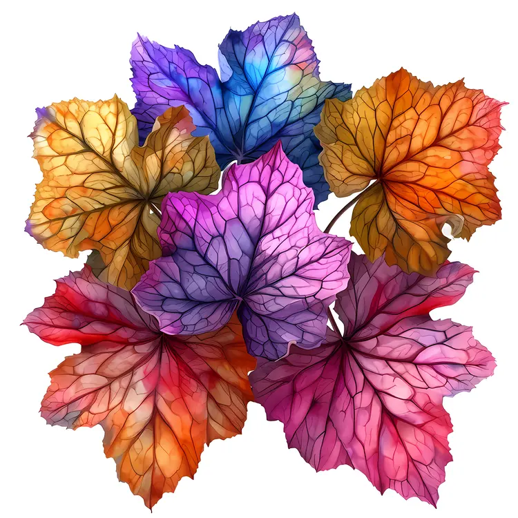 Colorful Heuchera Leaves in Various Shades