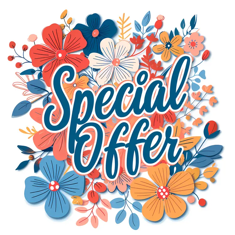 Floral Special Offer Text with Colorful Flowers