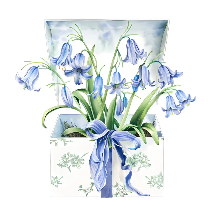 Bluebell Flowers in a Decorative Box