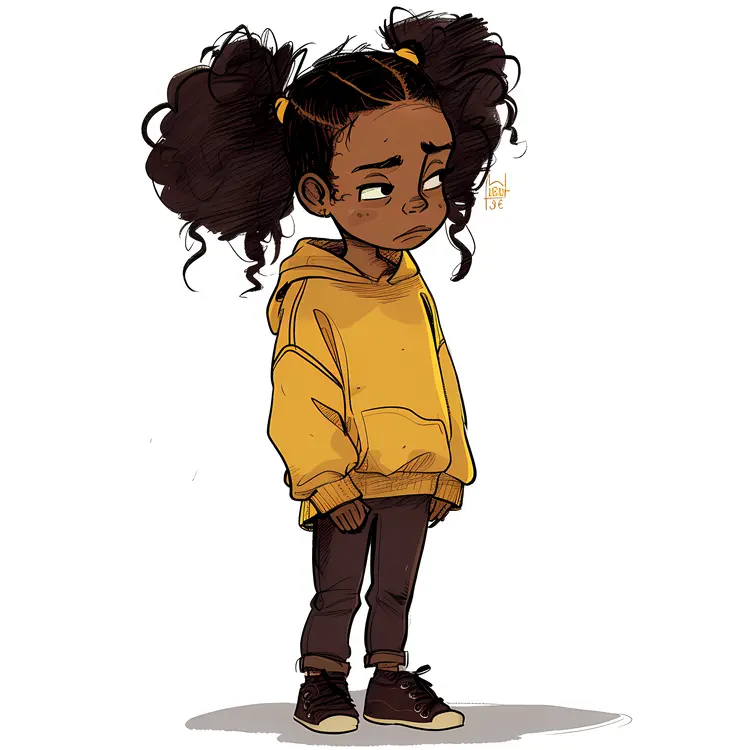 Cute Girl in Yellow Hoodie Illustration