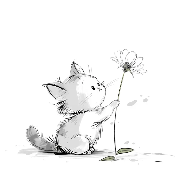 Cute Kitten with a Flower