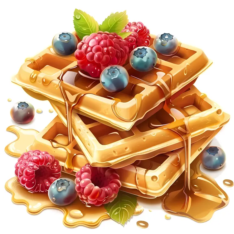 Waffle with Berries and Maple Syrup