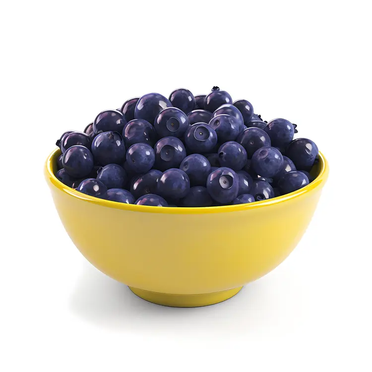 Organic Blueberries in a Yellow Bowl