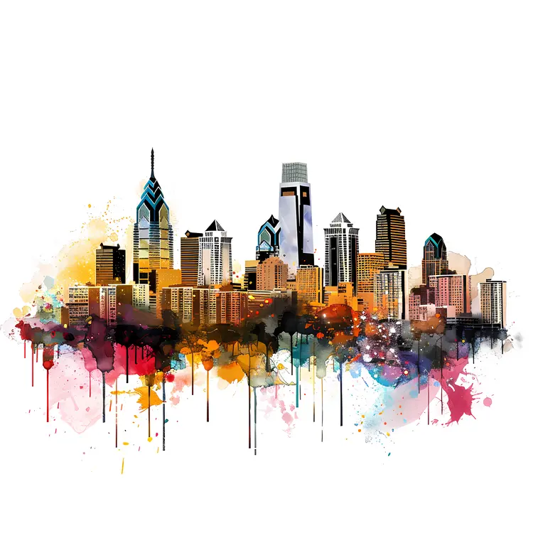 Colorful Philadelphia Skyline