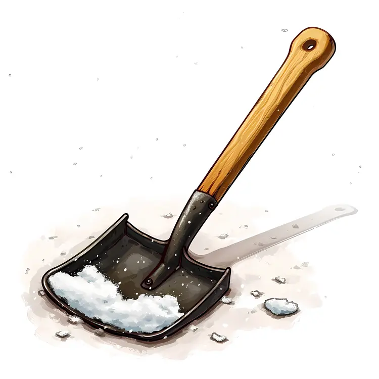 Black Shovel with Snow