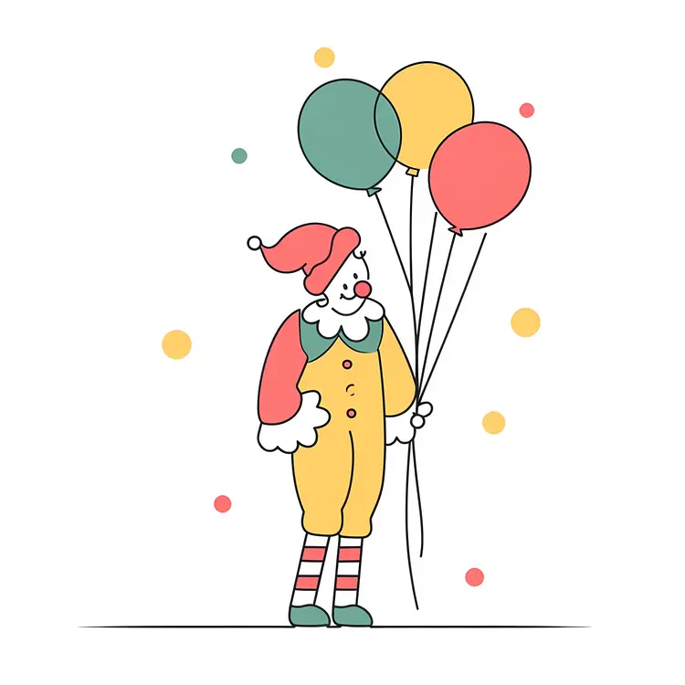 Colorful Clown Holding Balloons