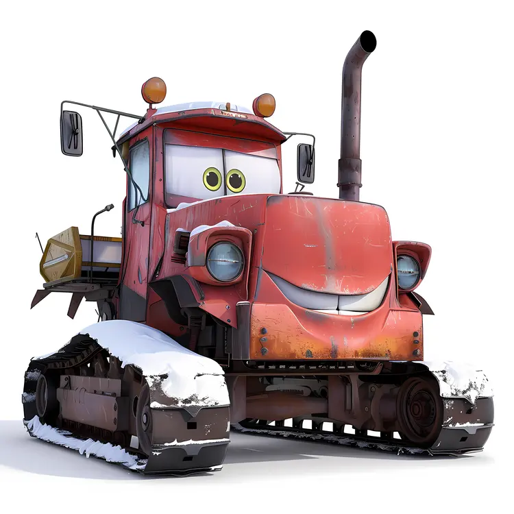 Red Snowplow with Rusty Look