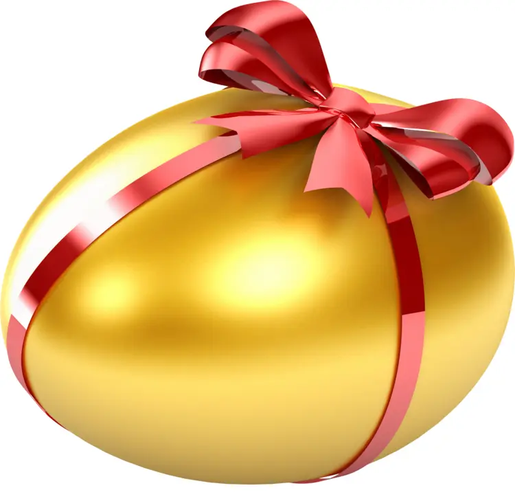Golden Egg with Red Ribbon