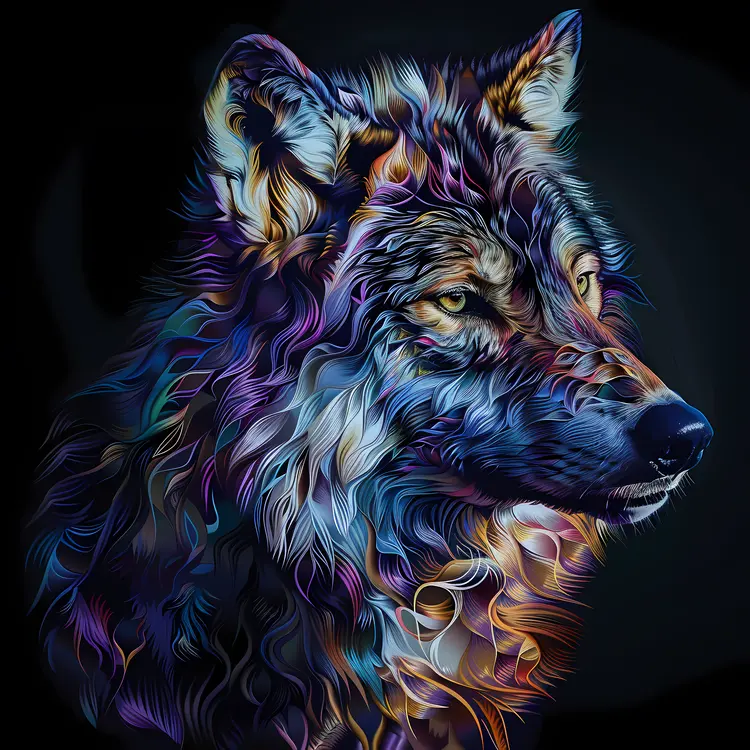 Colorful Wolf Art Painting