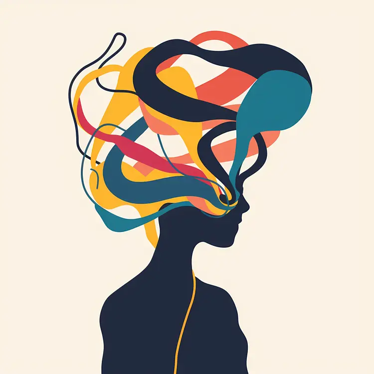 Abstract Head with Colorful Swirls