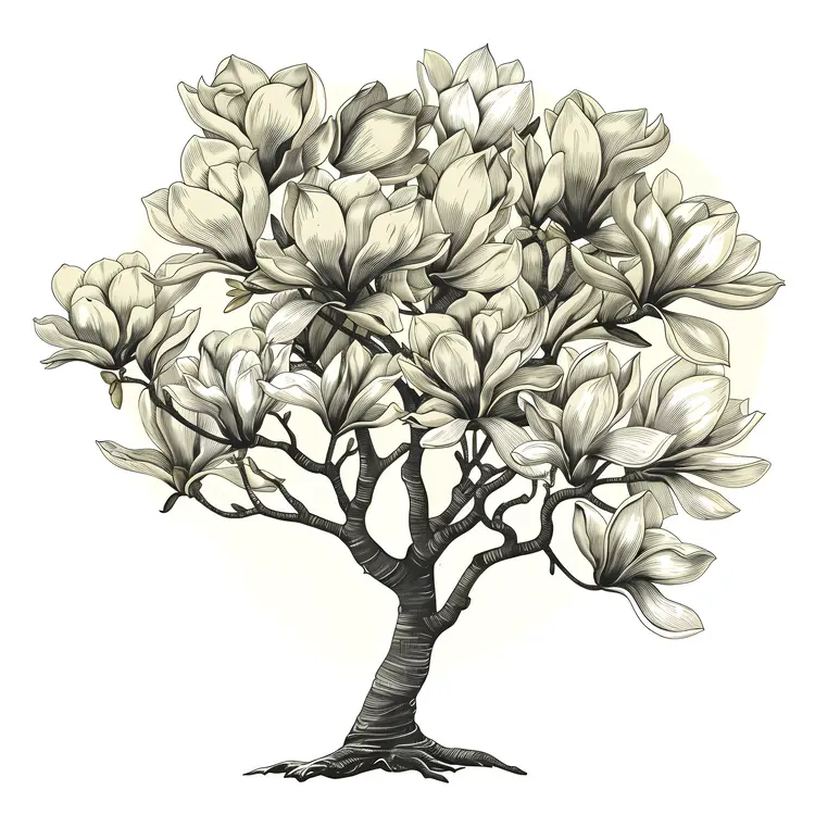 White Magnolia Tree Illustration