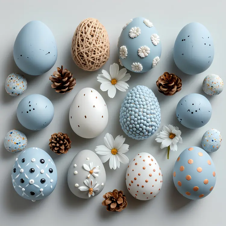 Creative Blue and White Easter Eggs