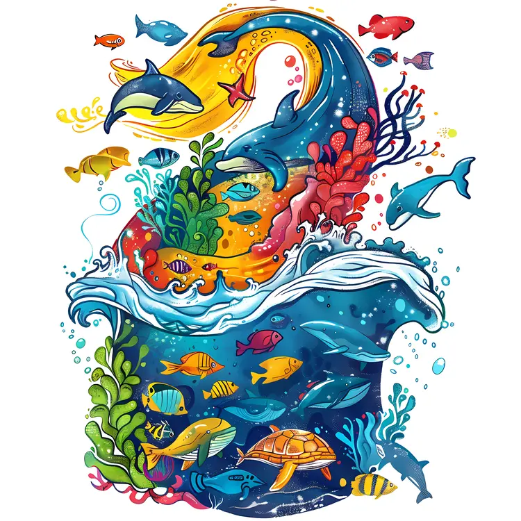 Vibrant Underwater Scene with Marine Life