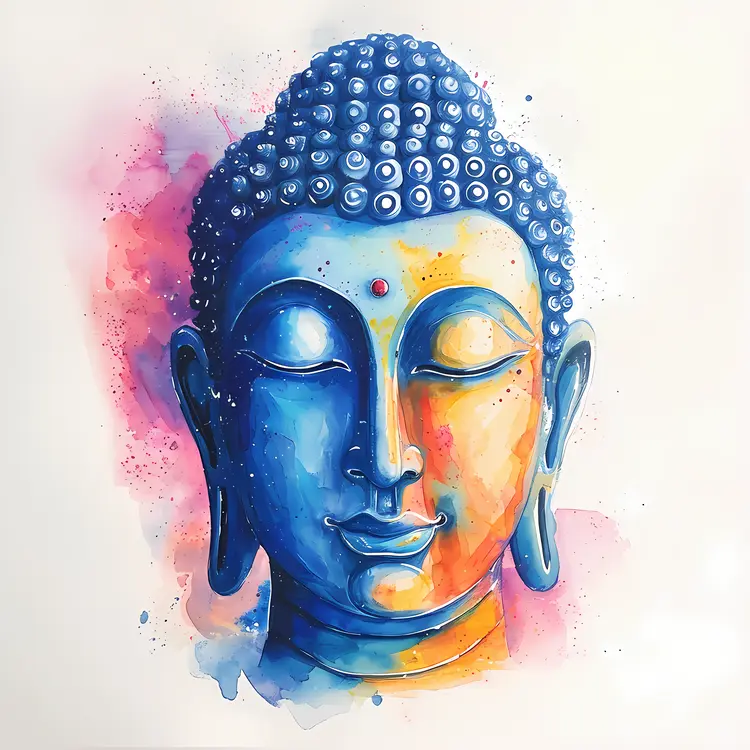 Colorful Buddha Head Art
